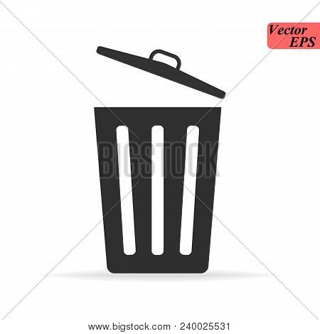Trash Can Icon Thin Line For Web And Mobile, Modern Minimalistic Flat Design. Vector Dark Grey Icon 
