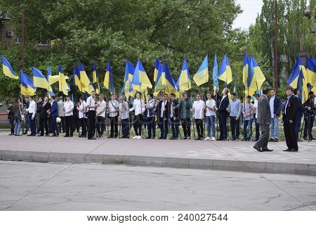 Ukraine, Kiev - 05.9.2016: People Celebrate The Day Of Victory In The Streets Of The City, A Militar