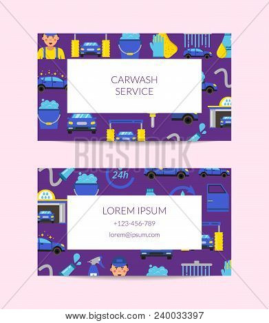 Vector Business Card Template For Car Washing Service Isolated On White Illustration