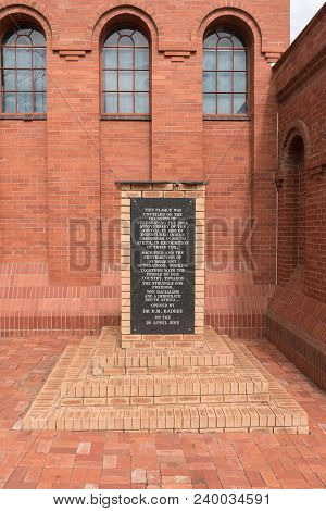 Dundee, South Africa - March 21, 2018: Plaque At The Talana Museum, Commemorating The Arival Of Indi