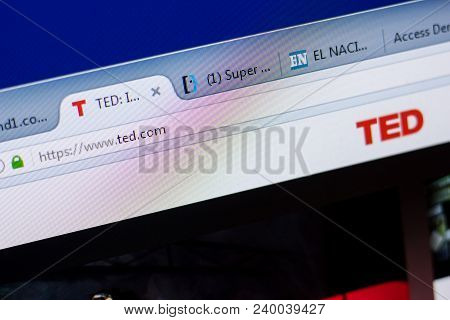 Ryazan, Russia - May 08, 2018: Ted Website On The Display Of Pc, Url - Ted.com
