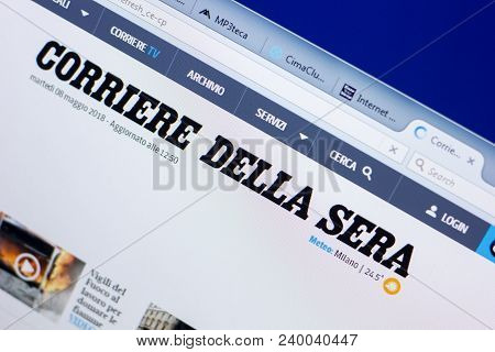 Ryazan, Russia - May 08, 2018: Corriere Della Sera Website On The Display Of Pc, Url - Corriere.it