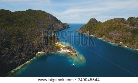 Tropical Islands, Aerial View. Aerial View: Sea And The Tropical Islands. Tropical Bay In El Nido. A
