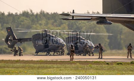 Berlin, Germany - Apr 27, 2018: German Army And Air Force Performing A Military Demonstration At The
