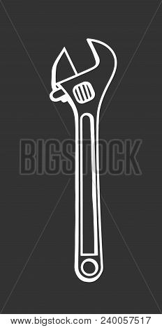 Hand Drawn Adjustable Spanner Vector Sketch. Doodle Drawing. Vector Sketch House Remodel Tool. Home 