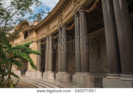 Paris, France - July 11, 2017. Close-up Of The Far-fetched Decoration Of Arch And Columns At The Pet