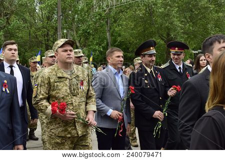 Ukraine, Kiev - 05.9.2016: People Celebrate The Day Of Victory In The Streets Of The City, A Militar