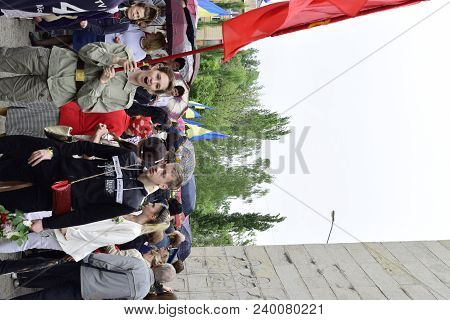 Ukraine, Kiev - 05.9.2016: People Celebrate The Day Of Victory In The Streets Of The City, A Militar