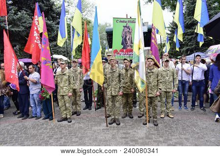 Ukraine, Kiev - 05.9.2016: People Celebrate The Day Of Victory In The Streets Of The City, A Militar