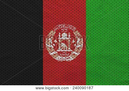 Afghanistan Flag Printed On A Polyester Nylon Sportswear Mesh Fabric With Some Folds