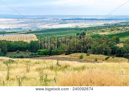 Landscape Of Countryside In The Hula Valley, View From Tel Hazor, Northern Israel
