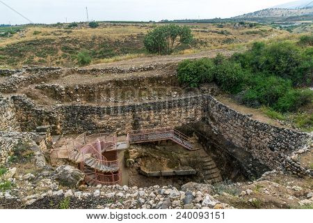 View Of Water System Remains, In Tel Hazor National Park, A Unesco World Heritage Site In Northern I