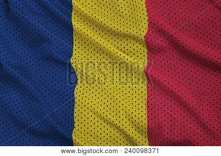 Chad Flag Printed On A Polyester Nylon Sportswear Mesh Fabric With Some Folds