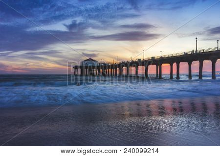 Stunning Sunset At Manhattan Beach Pier