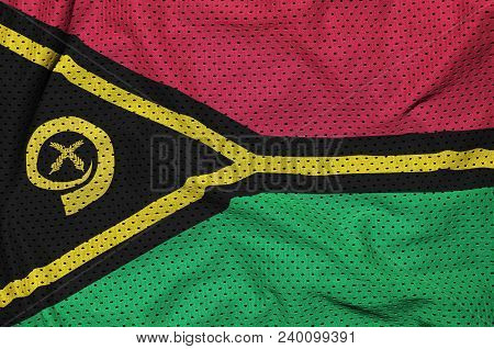 Vanuatu Flag Printed On A Polyester Nylon Sportswear Mesh Fabric With Some Folds