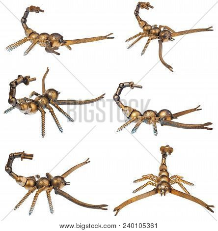 Handmade Scorpio From Car And Motorcycle Parts, Bearing Elements, Drive Chain, Poultry, Screws And O