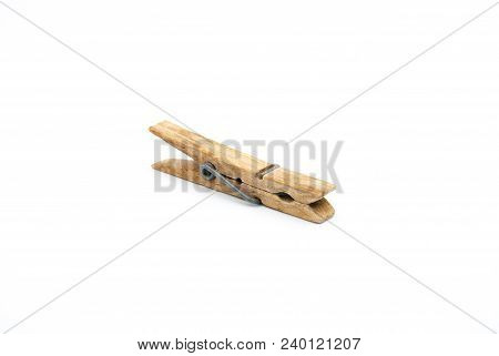 Wooden Peg On White Background For Commercial