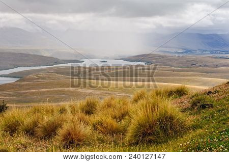 Lake Alexandrina Photographed From Mount John On An Overcast Day - Tekapo, Soth Island, New Zealand