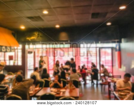 Blurred Traditional Chinese Restaurant In Texas, Usa