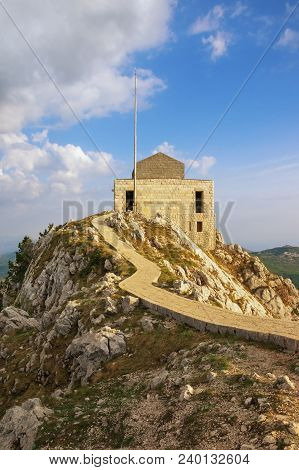 Montenegro, Lovcen National Park . Building Of Mausoleum Of Petar Ii Petrovic Njegos