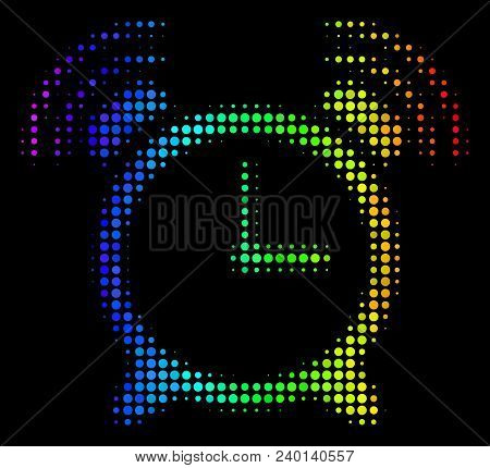 Dotted Impressive Halftone Buzzer Icon Drawn With Rainbow Color Hues With Horizontal Gradient On A B