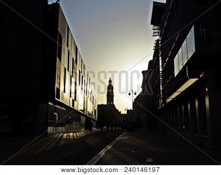 Sunset Over The Main Square Of Prostejov City, Czech Republic