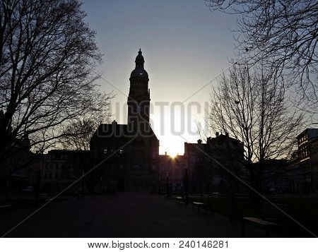 Sunset Over The Main Square Of Prostejov City, Czech Republic