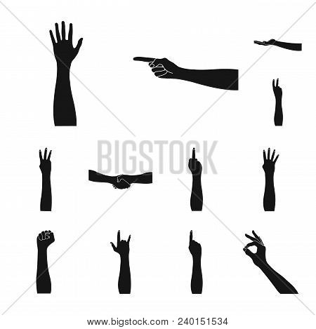Gestures And Their Meaning Black Icons In Set Collection For Design.emotional Part Of Communication 