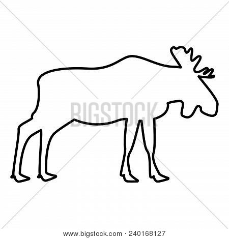 Moose Elt Icon Black Color Vector Illustration Flat Style Outline