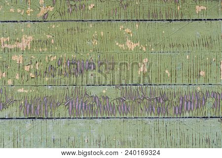 Old Small Wooden Boards With Peeling Paint