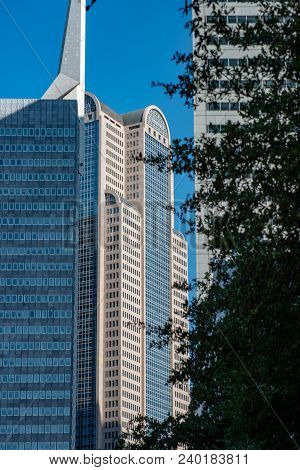 Dallas, Texas - May 7, 2018: View Of The Comerica Bank Tower Located On Ervay Street