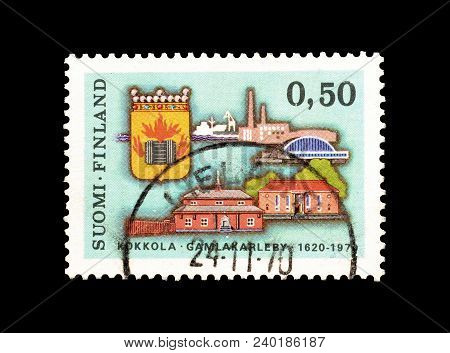 Finland - Circa 1970 : Cancelled Postage Stamp Printed By Finland, That Shows Kokkola, Motives Of Po
