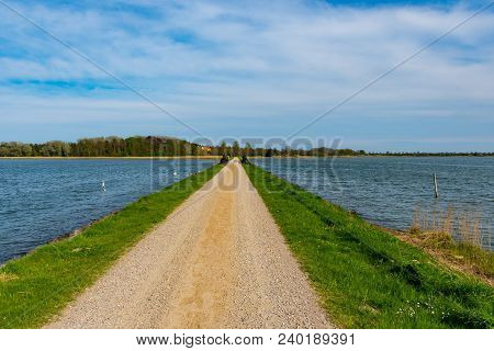 Road Crossing The Sea Towards Danish Island Of Langoe