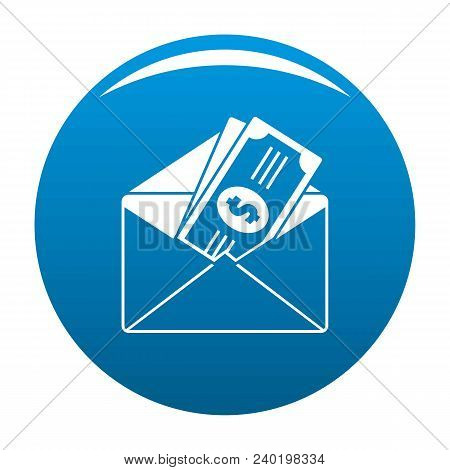 Money In Envelope Icon. Simple Illustration Of Money In Envelope Vector Icon For Any Design Blue