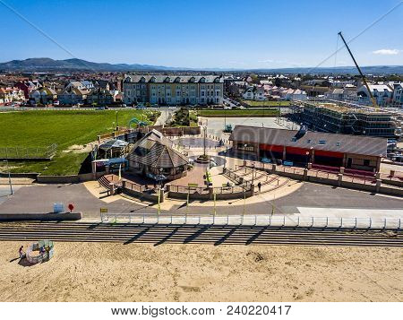 Rhyl , Wales - April 20 2018 : The Construction Site Is Progressing At The Waterfront