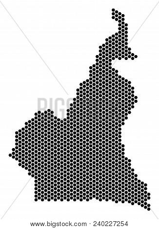 Hex Tile African Cameroon Map. Vector Geographic Plan On A White Background. Abstract African Camero