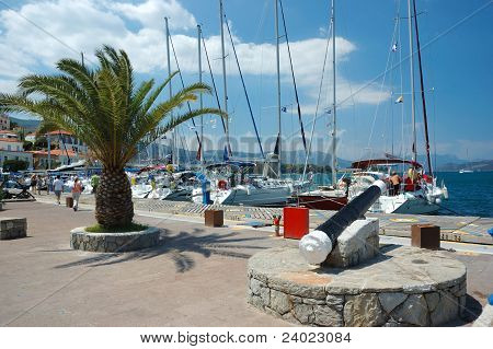 Poros island - popular tourist place in Aegean sea.Island daily receives thousands of tourists