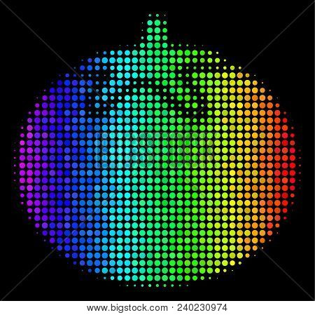 Dotted Bright Halftone Tomato Vegetable Icon Using Spectral Color Tinges With Horizontal Gradient On