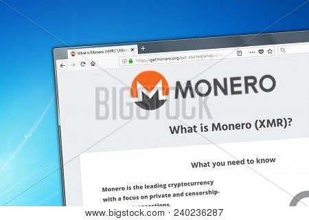 Novosibirsk, Russia - May 12, 2018 - Homepage Of Monero Cryptocurrency On Pc Display, Web Adress - G