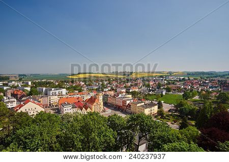 Birds Eye View Of The Town Hall And Market In Otmuchow