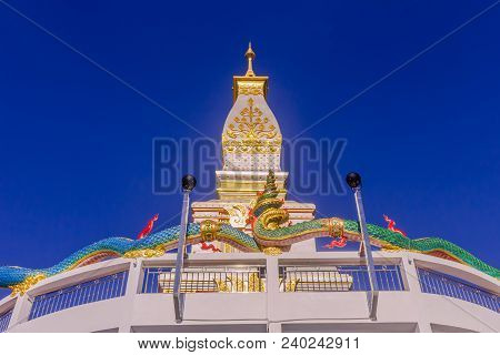 Thai Buddhist Pagoda At Doi Thepnimit Temple On Patong Hilltop. It Is The Newest Landmark For Touris