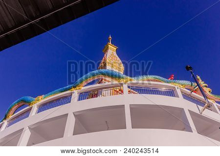Thai Buddhist Pagoda At Doi Thepnimit Temple On Patong Hilltop. It Is The Newest Landmark For Touris