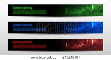 Banners With Economic Graph With Diagrams On The Stock Market, For Business And Financial Concepts A