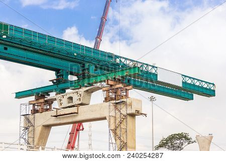 Construction Of Mass Rail Transit Line In Progress, Construction Bridge Crossing