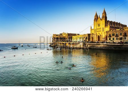 TAS-SLIEMA, MALTA - June 28, 2017: Church of Our Lady of Mount Carmel