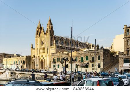TAS-SLIEMA, MALTA - June 28, 2017: Church of Our Lady of Mount Carmel