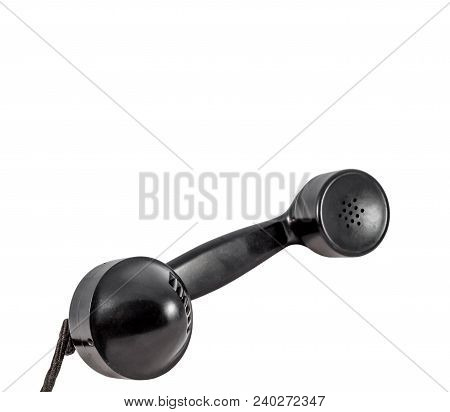 Black Handset Of Old Vintage Phone