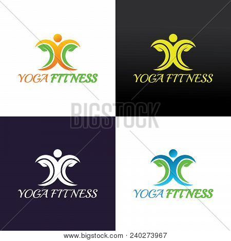 Yoga Fitness Logo Design Template. Vector Illustration