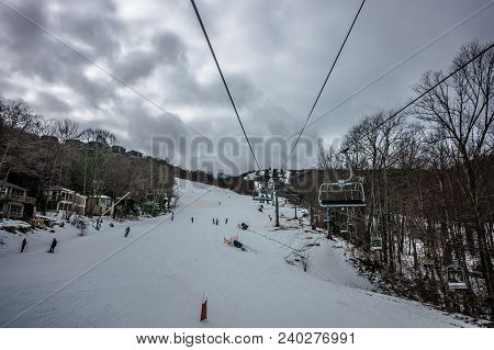 Sugar Mountain Ski Resort Landscape And Trails In North Carolina