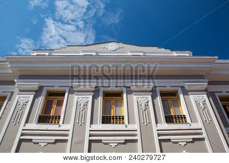 Cienfuegos, Cuba - January 28,2017: Typical Colonial Architecture In Cienfuegos. Cienfuegos, Capital